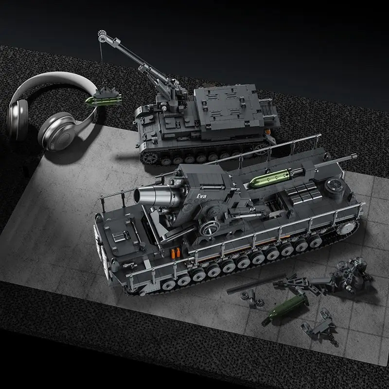 Lego Compatible Military Tank - 12GO 97026 4706pcs Military Karl Mortar