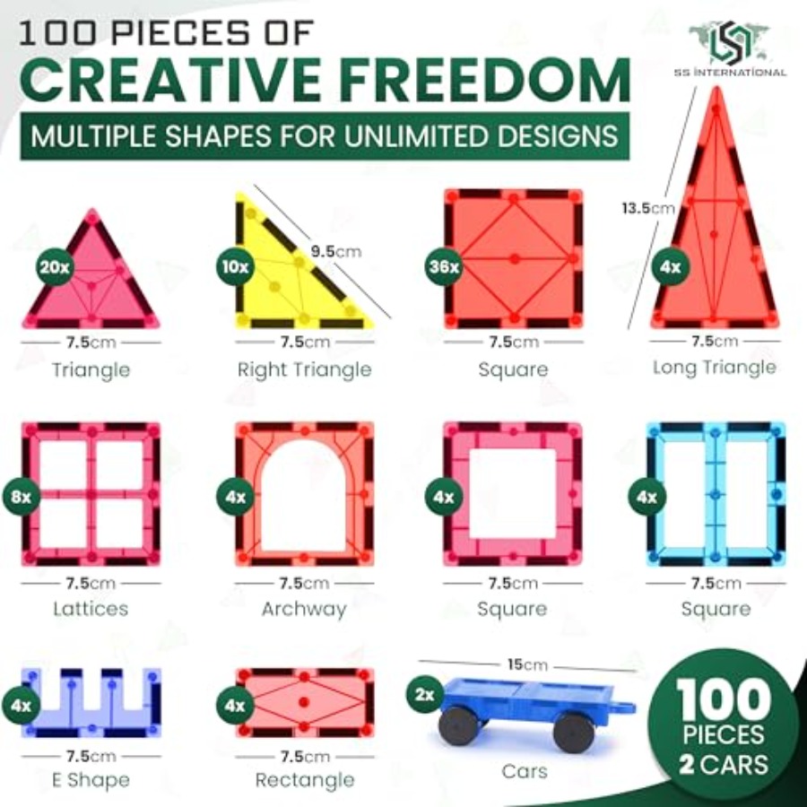 Magnetic Tiles Construction Se - đánh giá và giá Magnetic Building Tiles Set 100Pcs