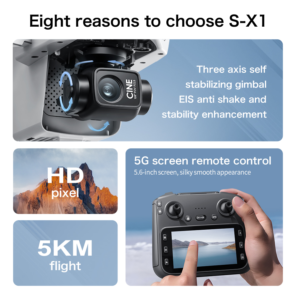 Original S-X1 GPS Drone 8K HD  - đánh giá và giá Fpv Brushless Rc Drone 4K